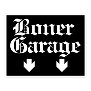 BONER GARAGE Sticker | Goth Lettering 2 Down Arrows