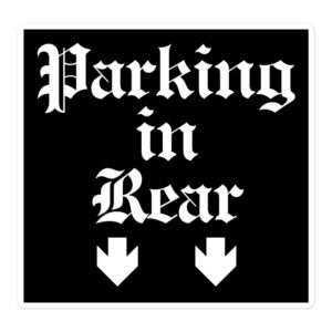 PARKING IN REAR Sticker | Two Down Arrows