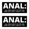 ANAL: All Girls Like It In The Ass Some Just Don't Know It Yet Sticker Pack