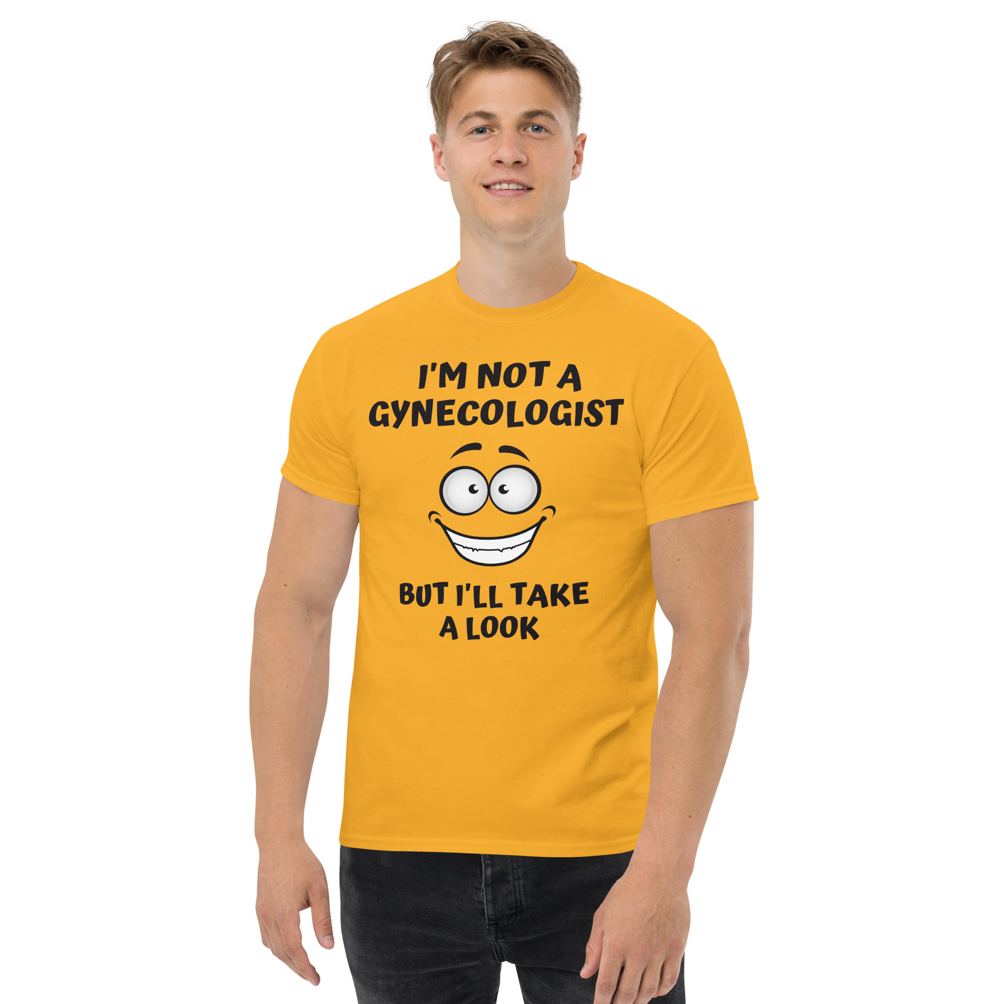 I'm Not A Gynecologist But I'll Take A Look | Big Eyes Big Smile Cartoon Character T-Shirt - Image 3