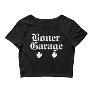BONER GARAGE Crop Top | Goth Lettering 2 Down Arrows