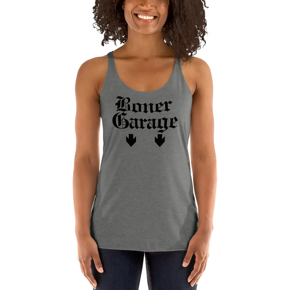 BONER GARAGE + PARKING IN REAR Women’s Tank Top (FRONT + BACK) - Image 4