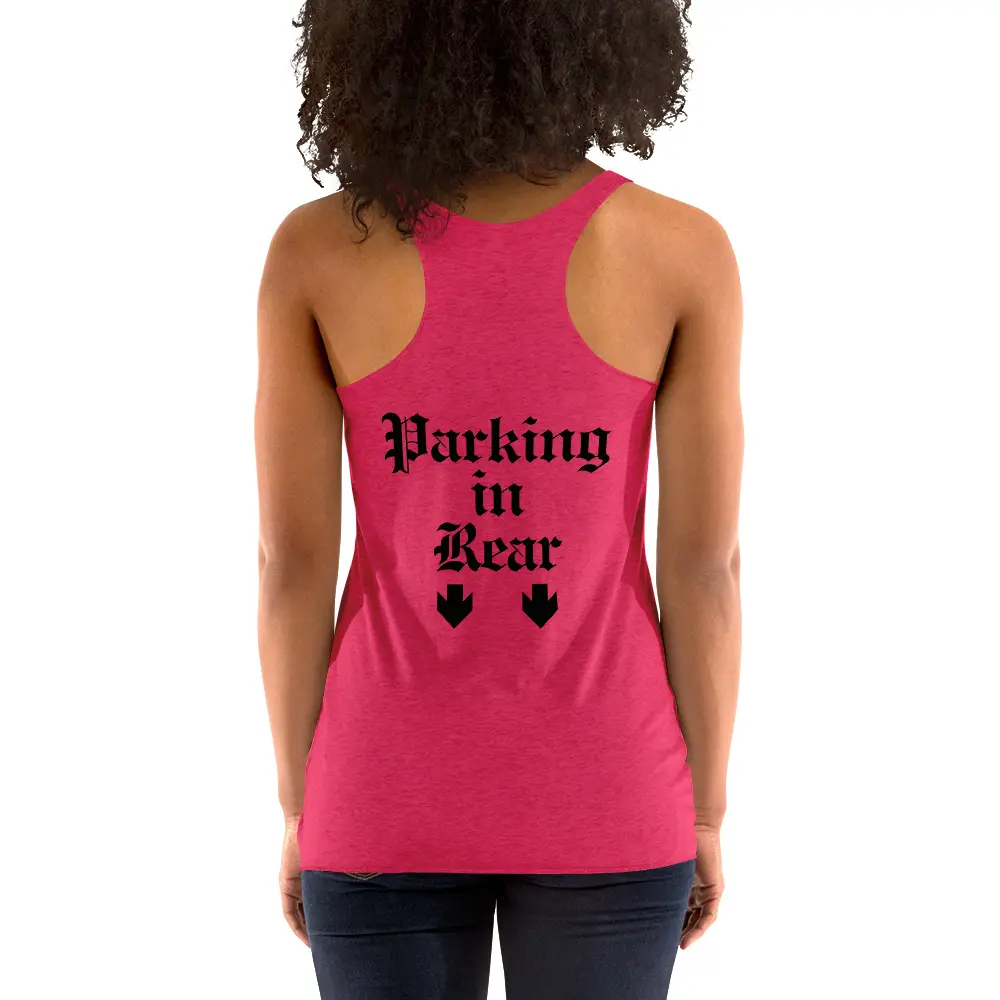 BONER GARAGE + PARKING IN REAR Women’s Tank Top (FRONT + BACK) - Image 3