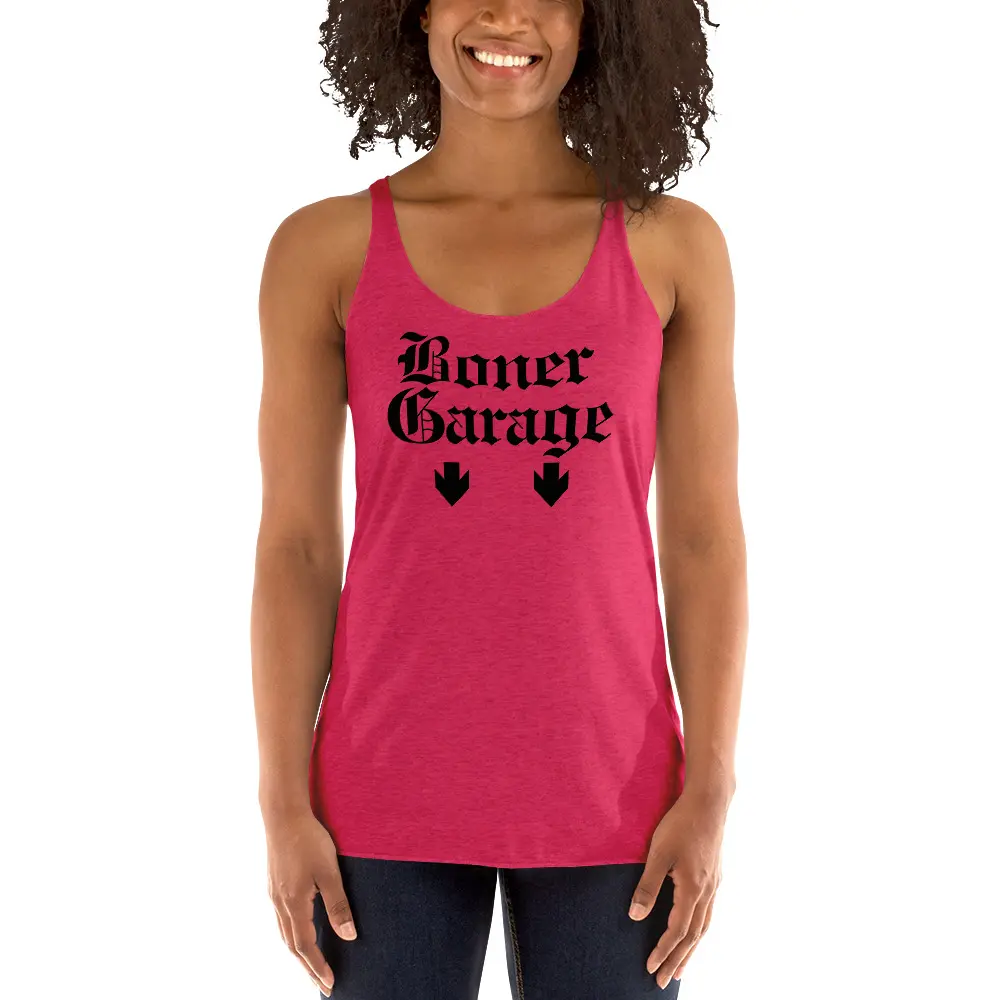 BONER GARAGE + PARKING IN REAR Women’s Tank Top (FRONT + BACK) - Image 2