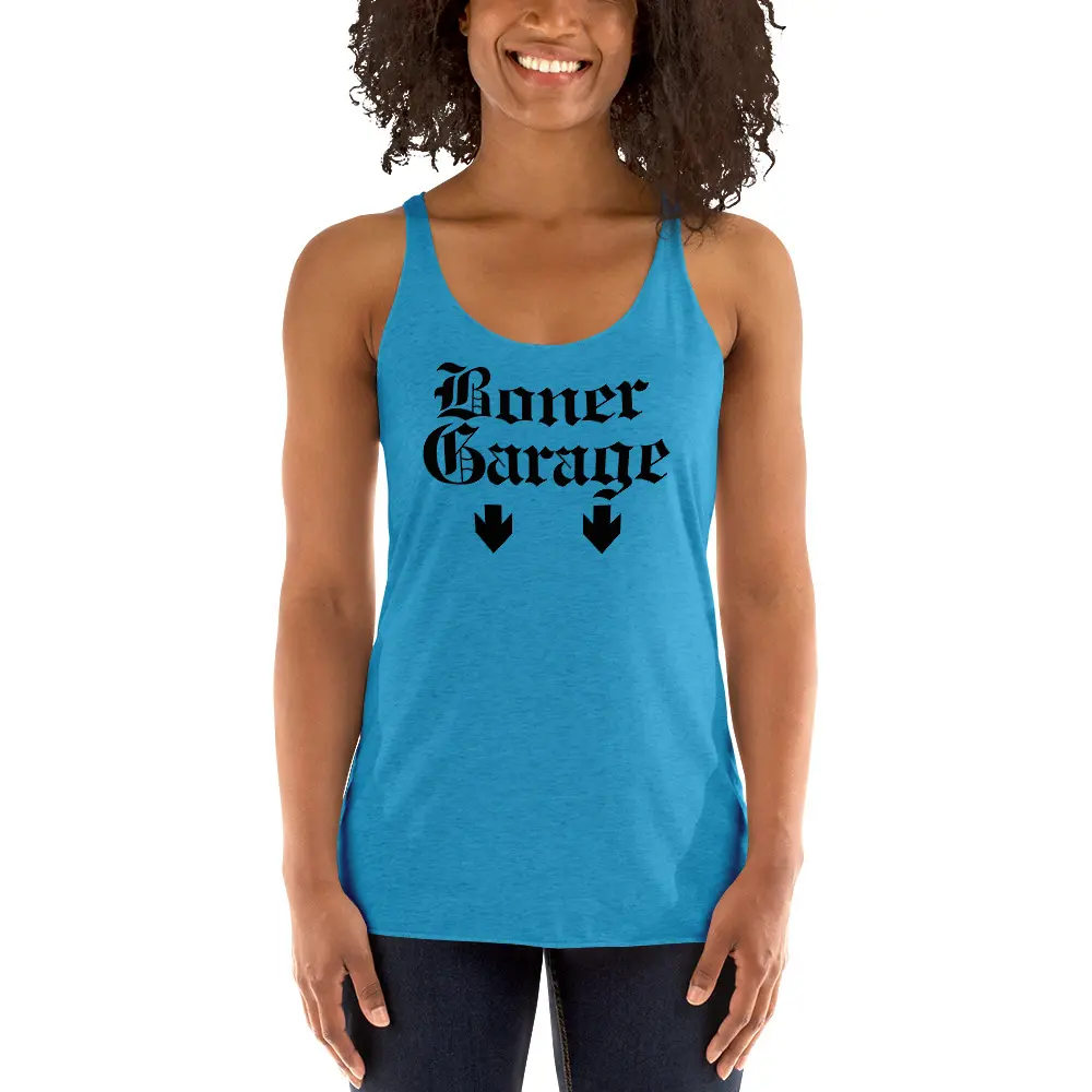 BONER GARAGE + PARKING IN REAR Women’s Tank Top (FRONT + BACK) - Image 6