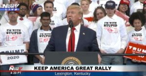 I'm With Stupid t-shirt meme at Trump Rally