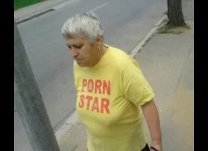 PORN STAR shirt as worn by a granny