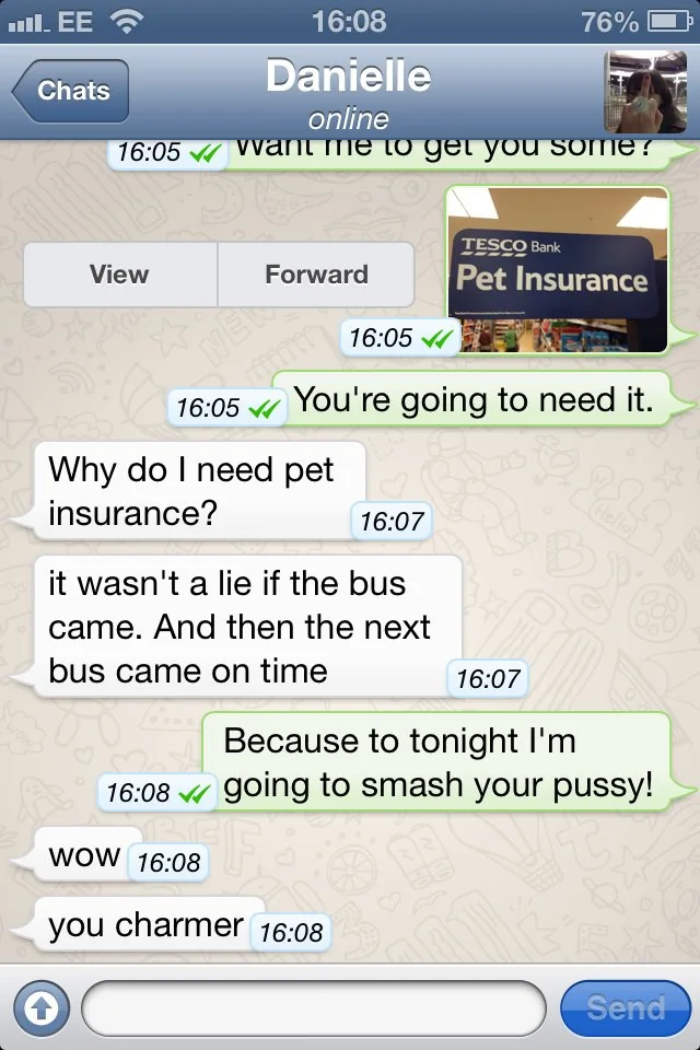 Pet insurance - For when you know that your pussy is going to get smashed