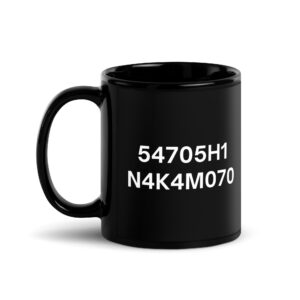 54705H1 N4K4M070 (Satoshi Nakamoto) Black Glossy Mug
