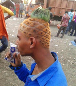 man with pineapple hairstyle