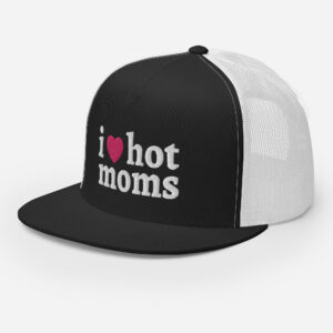 Alternative view of I Heart Hot Moms (Pink Heart) Flat Brim Embroidered Trucker Cap