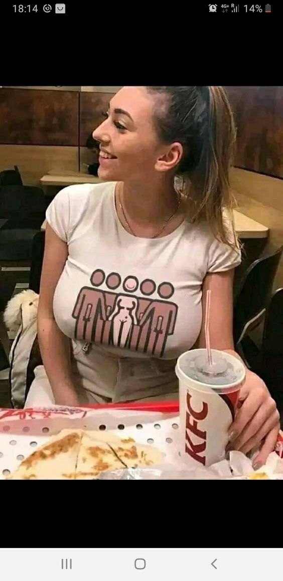 KFC quesadillas girl big boobs shirt