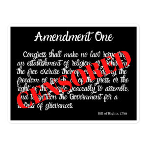 First Amendment Text CENSORED black sticker