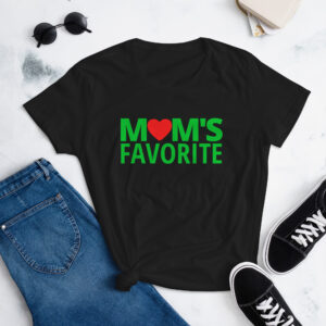 MOM'S Favorite (in green letters & Red Heart) Women's T-Shirt