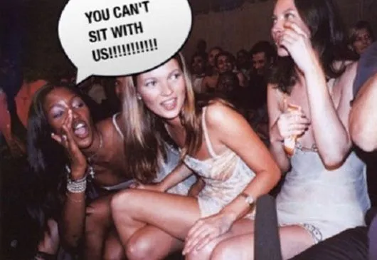 you can't sit with us meme supermodels Naomi Campbell Kate Moss Christy Turlington meme
