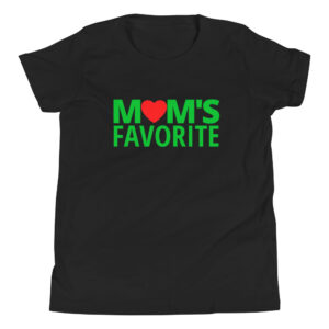 MOM'S Favorite (in green letters & Red Heart) Youth T-Shirt