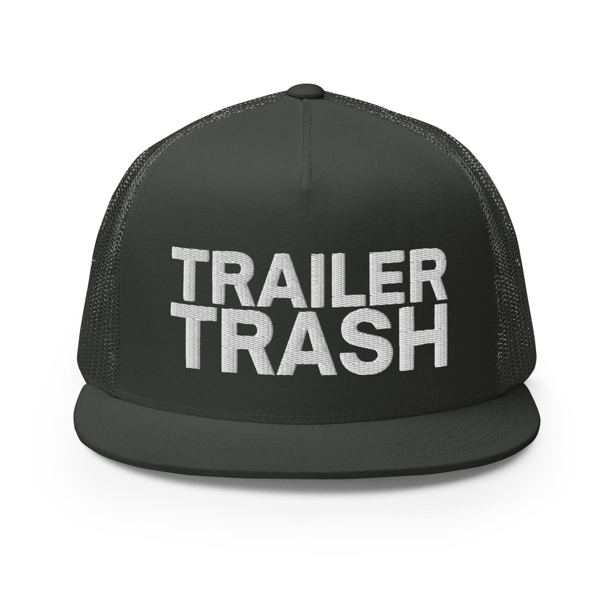 TRAILER TRASH Flat Brim Trucker Cap - Image 7