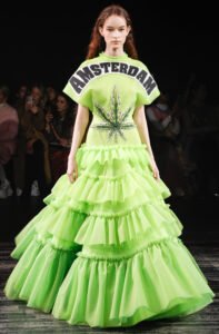 AMSTERDAM Weed Leaf slogan dress Viktor & Rolf high fashion