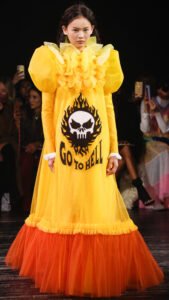 GO TO HELL Flaming Skull slogan dress Viktor & Rolf high fashion