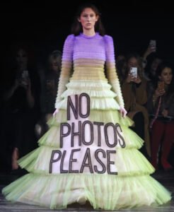 High Fashion dress NO PHOTOS PLEASE slogan