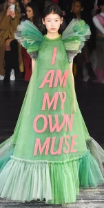 I Am My Own Muse slogan high fashion gown dress