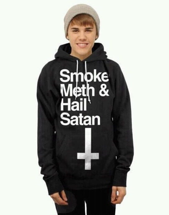 Justin Bieber smokes meth and hails Satan