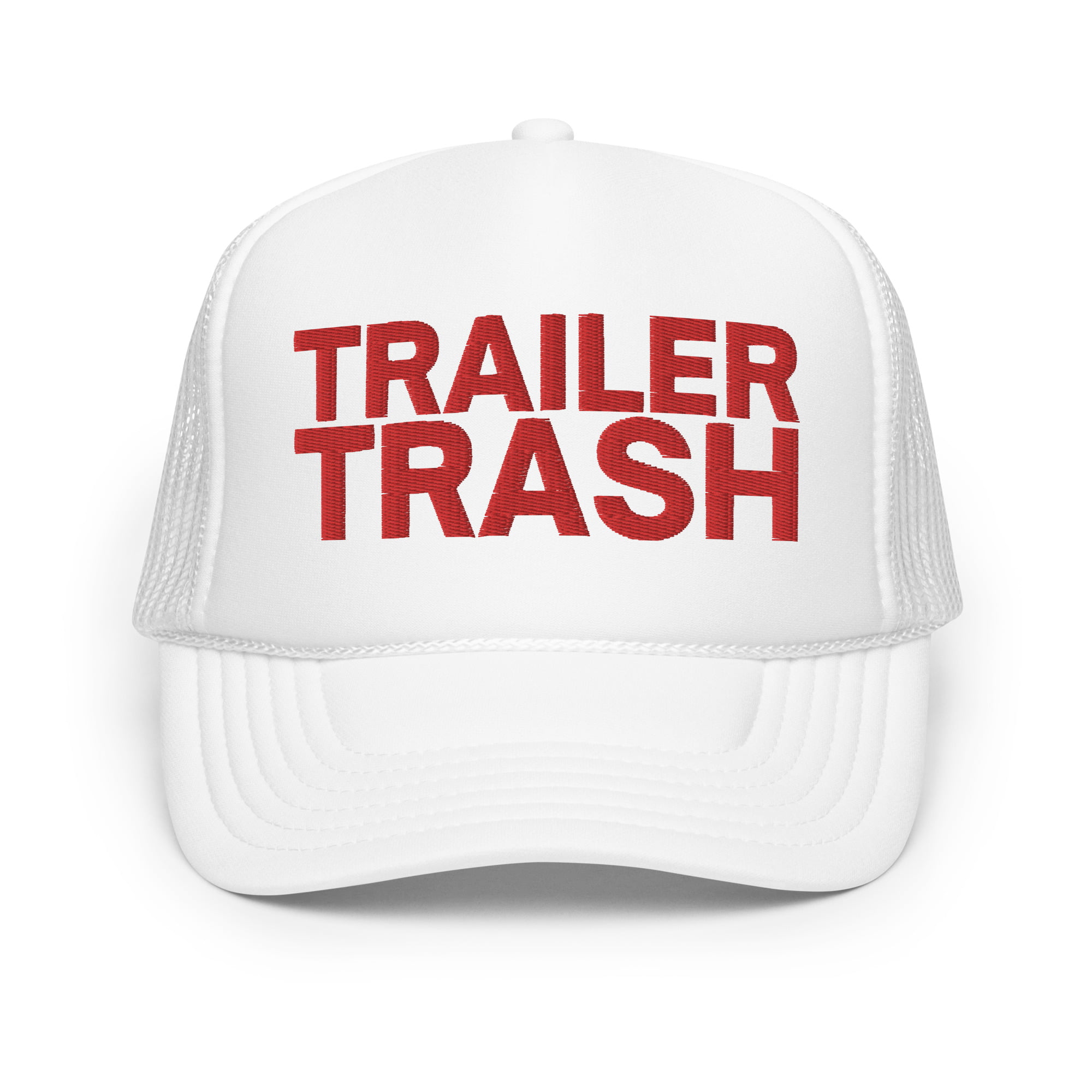 TRAILER TRASH Red White and Blue Embroidered Trucker Hat - Image 9