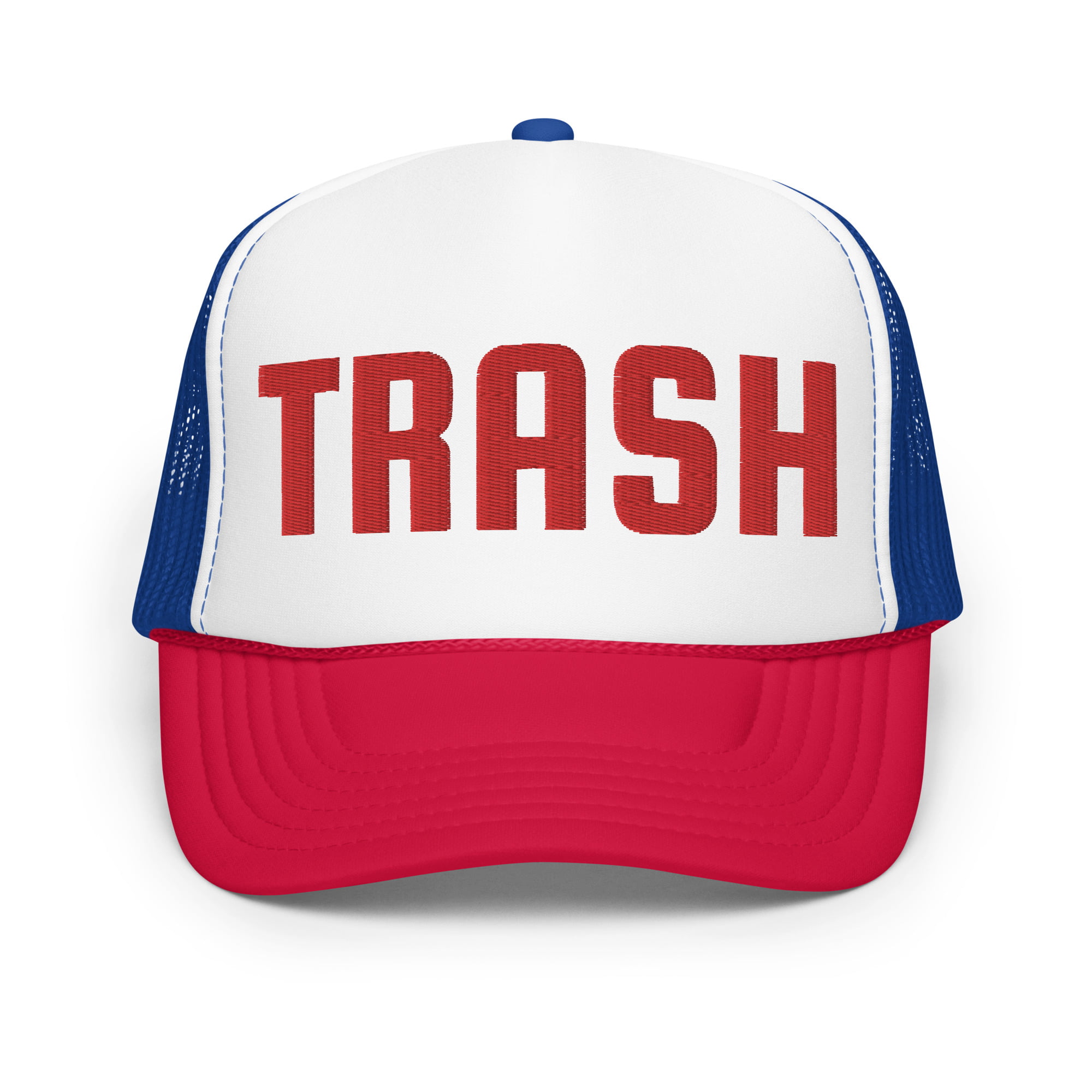 TRASH Red White and Blue Embroidered Trucker Hat