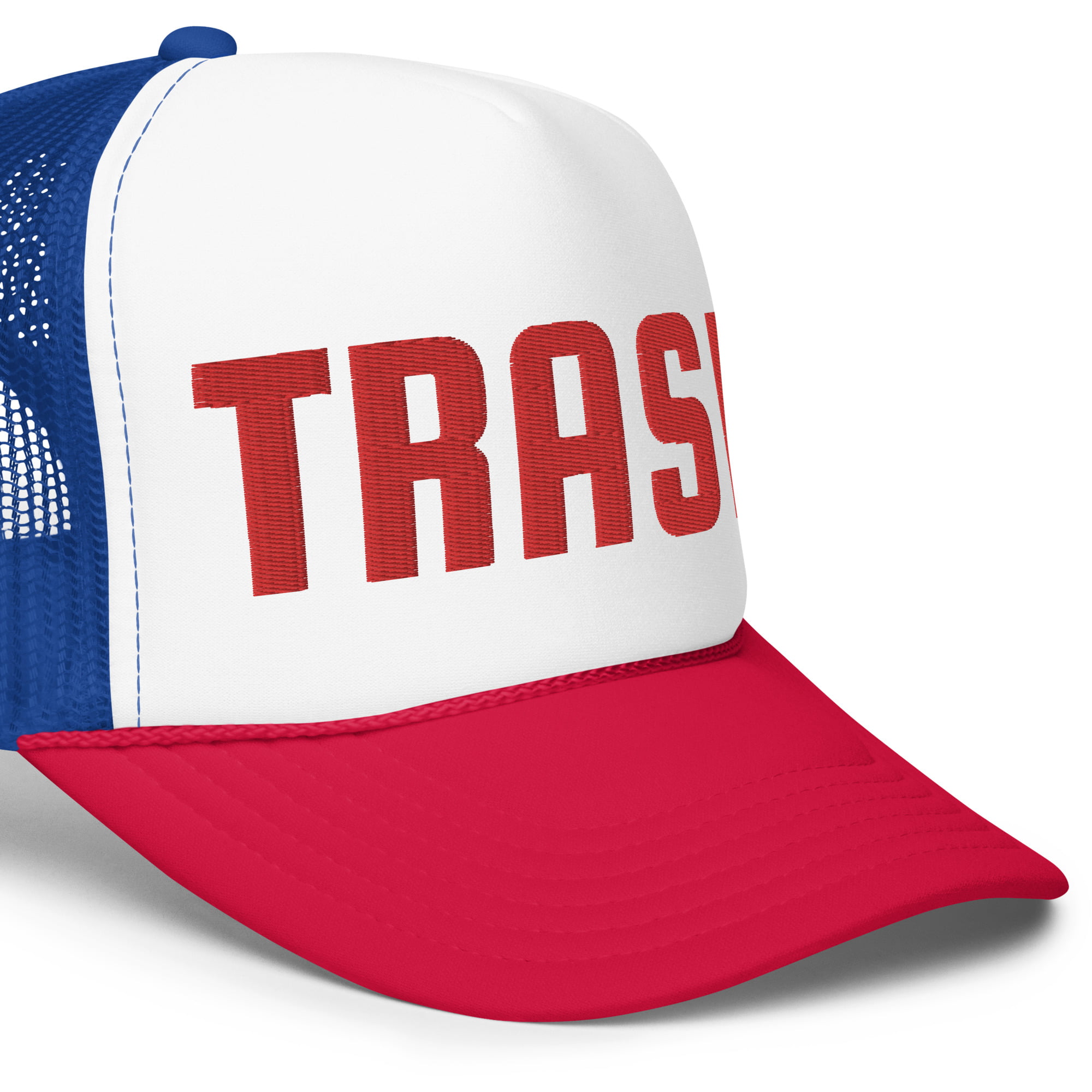 TRASH Red White and Blue Embroidered Trucker Hat - Image 2