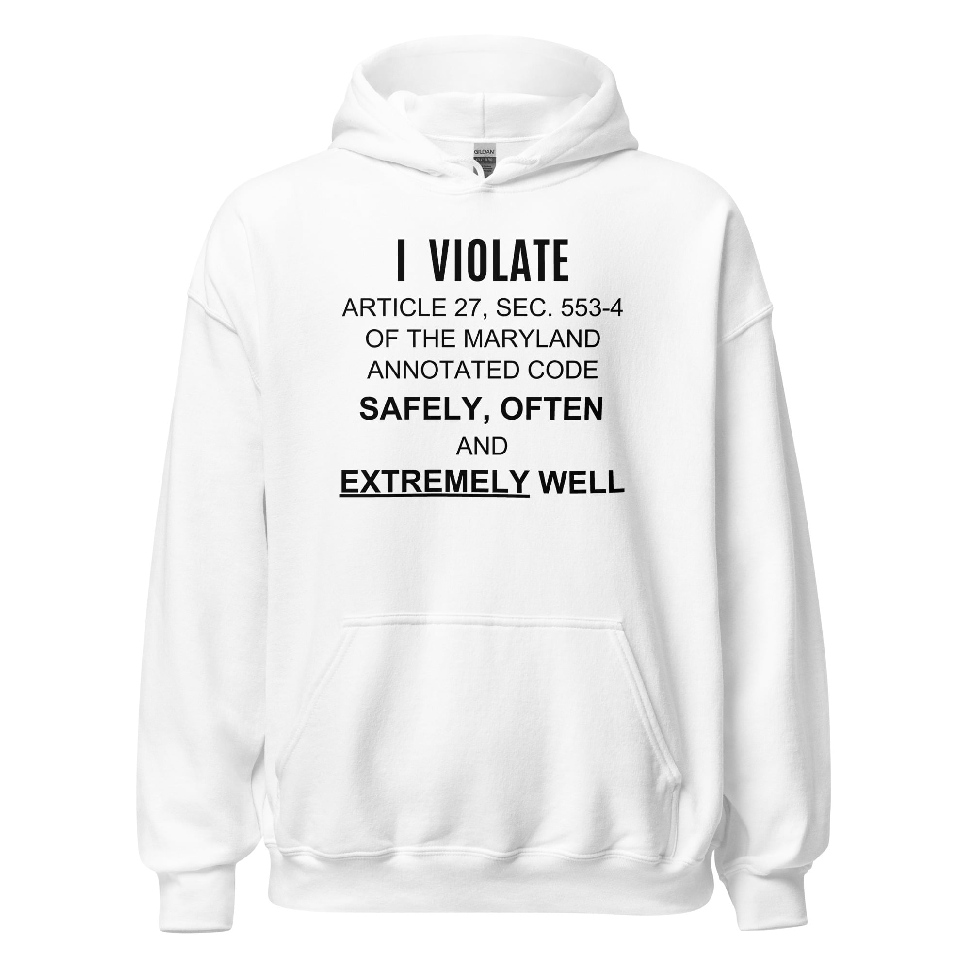 I Violate Article 27 Sec 553-4 Of The Maryland Annotated Code Safely, Often, And Extremely Well hoodie