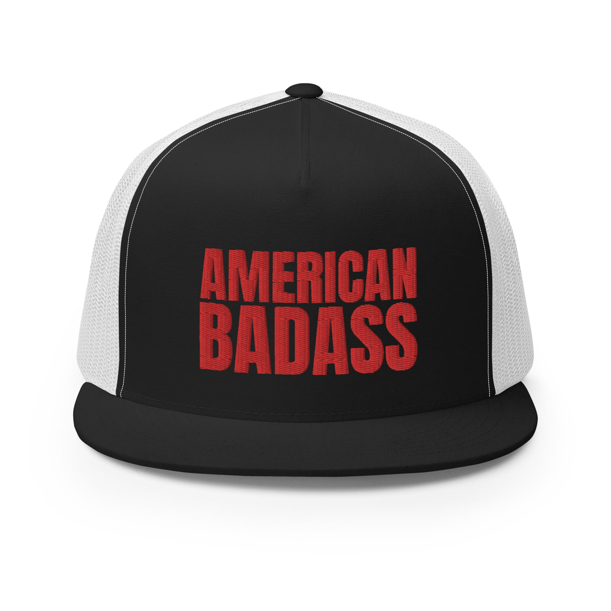 AMERICAN BADASS Flat Brim Embroidered Trucker Cap - Image 4
