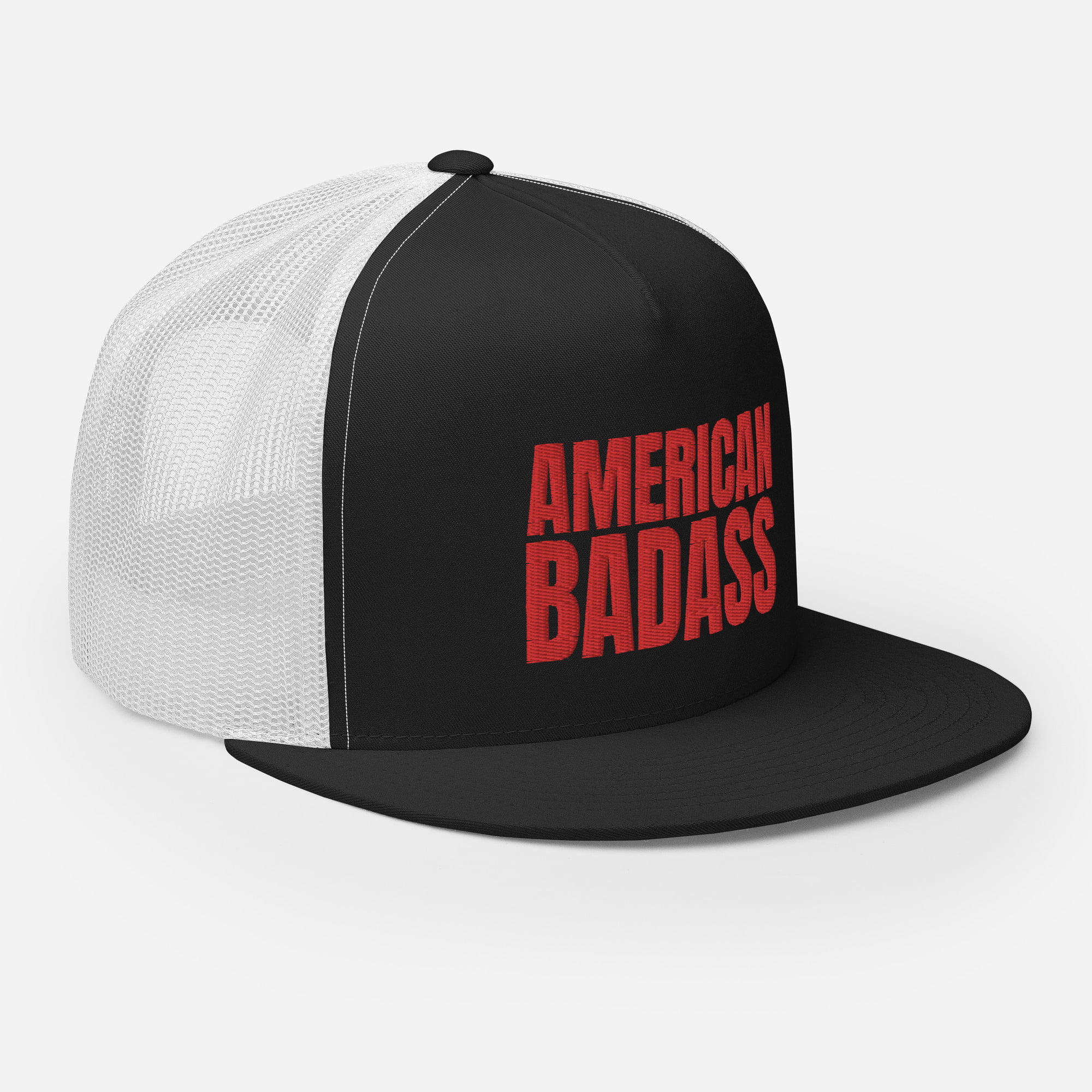 AMERICAN BADASS Flat Brim Embroidered Trucker Cap - Image 2