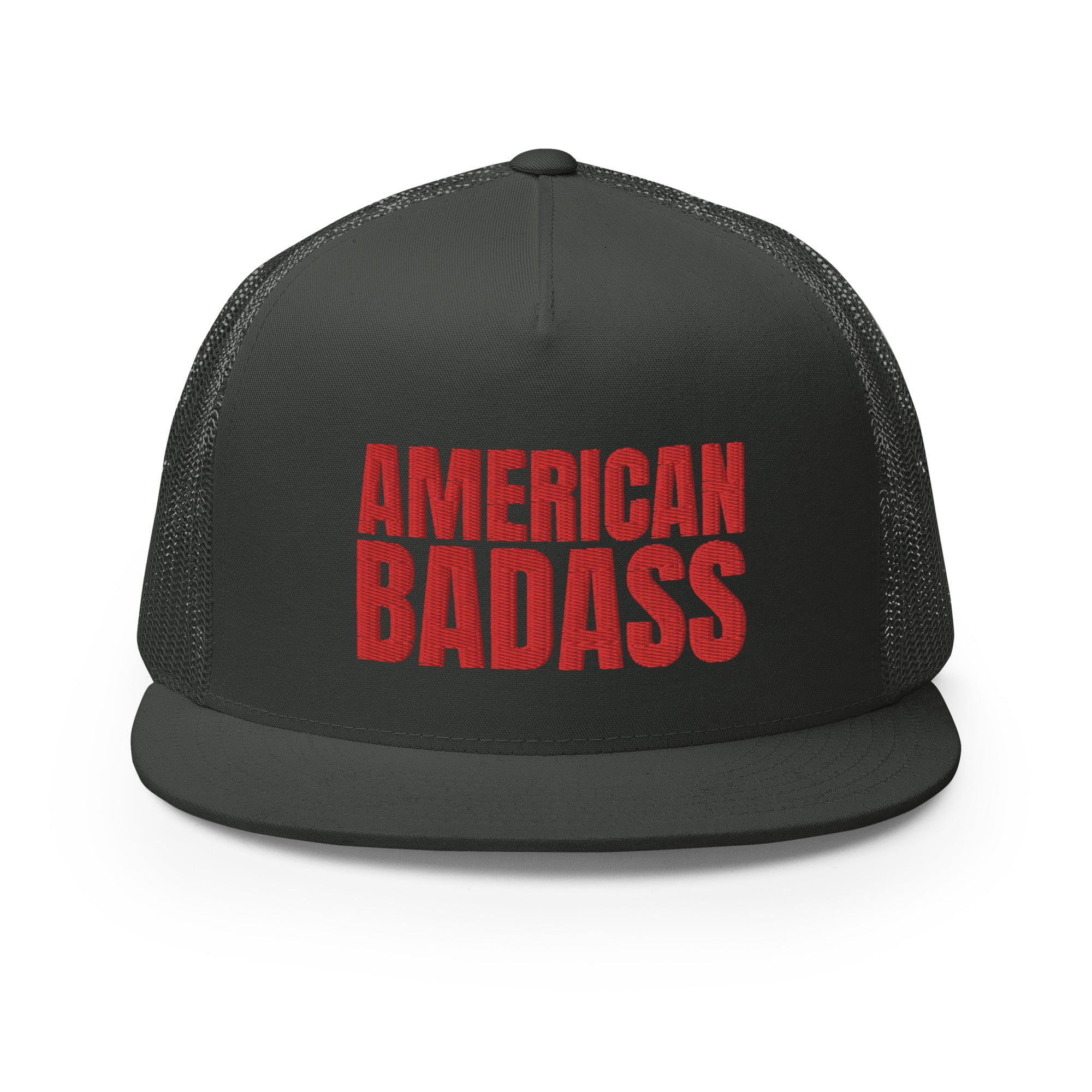 AMERICAN BADASS Flat Brim Embroidered Trucker Cap - Image 8
