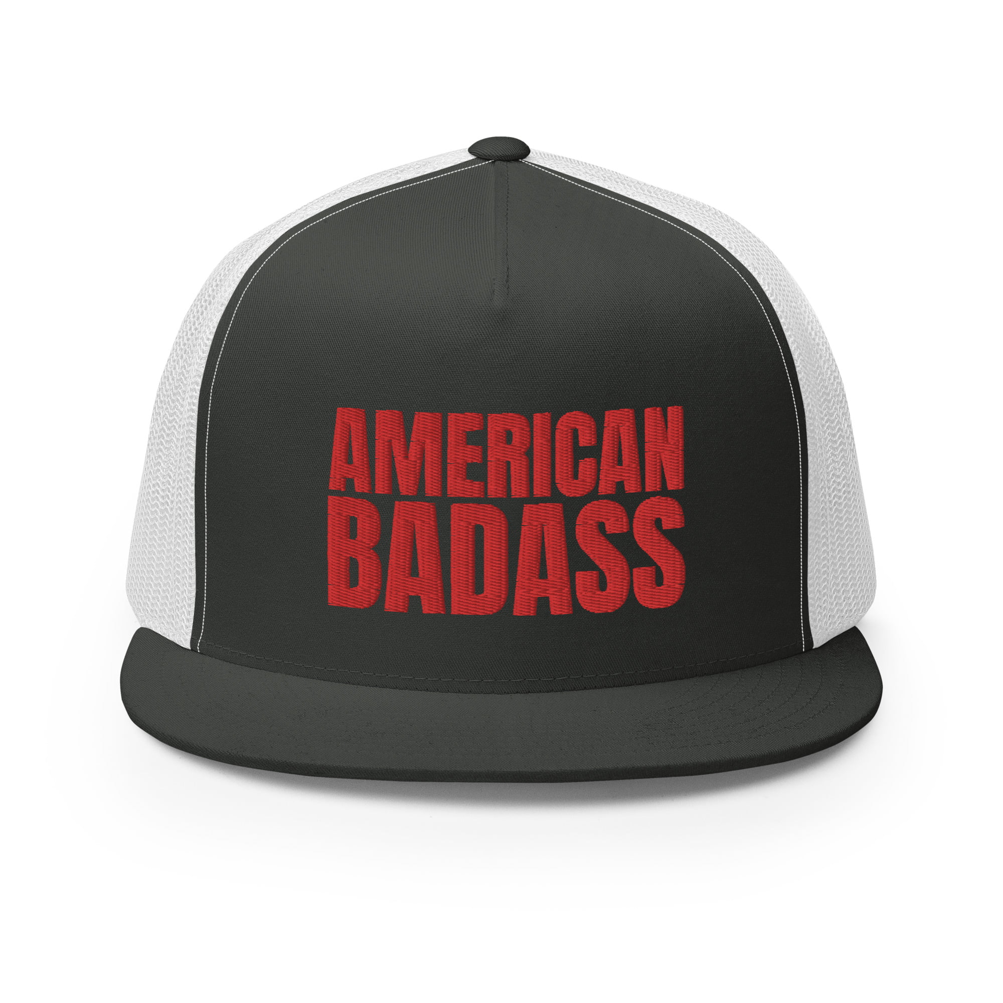 AMERICAN BADASS Flat Brim Embroidered Trucker Cap - Image 9