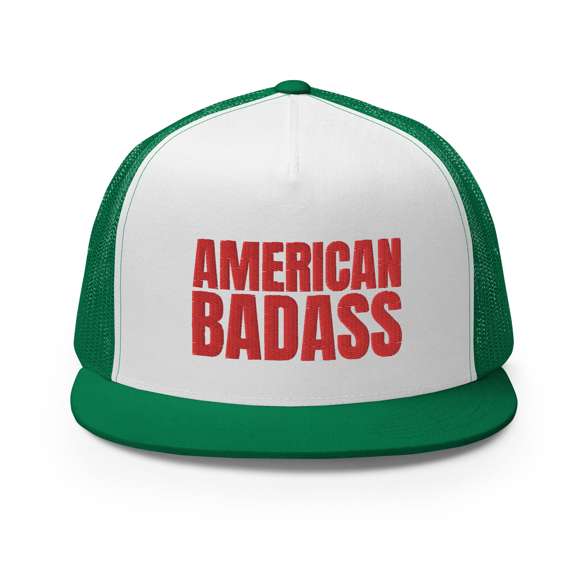 AMERICAN BADASS Flat Brim Embroidered Trucker Cap - Image 14