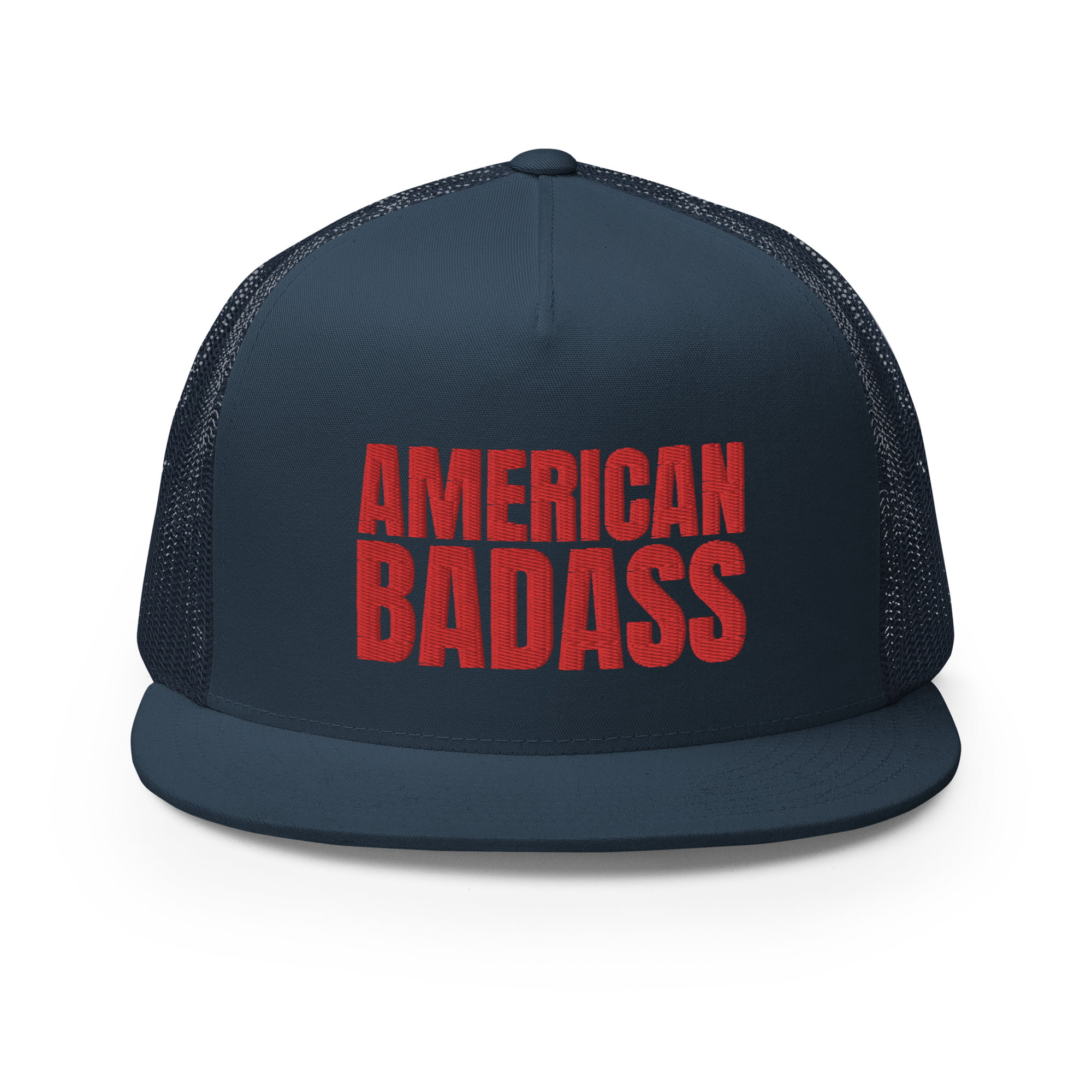 AMERICAN BADASS Flat Brim Embroidered Trucker Cap - Image 6