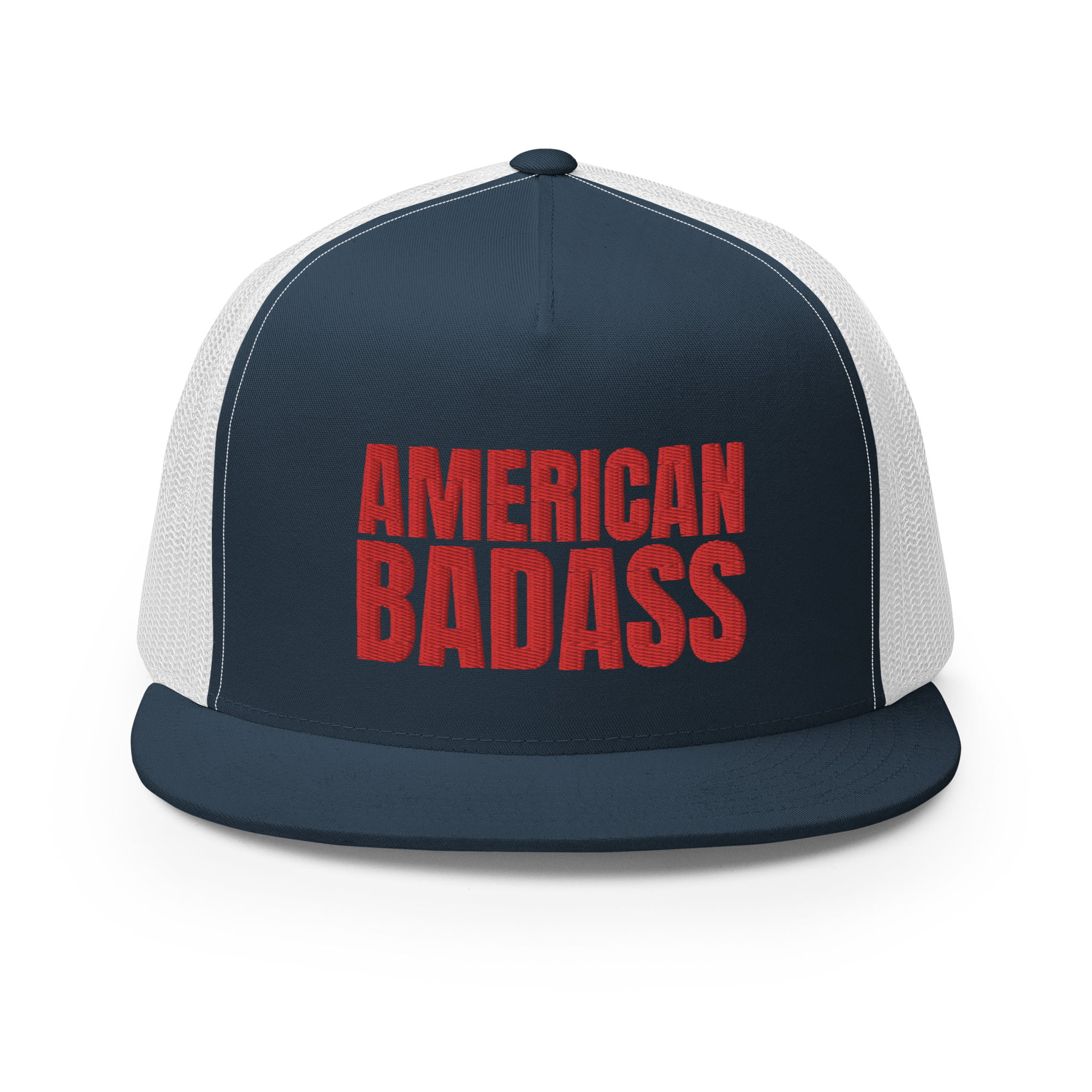 AMERICAN BADASS Flat Brim Embroidered Trucker Cap - Image 7