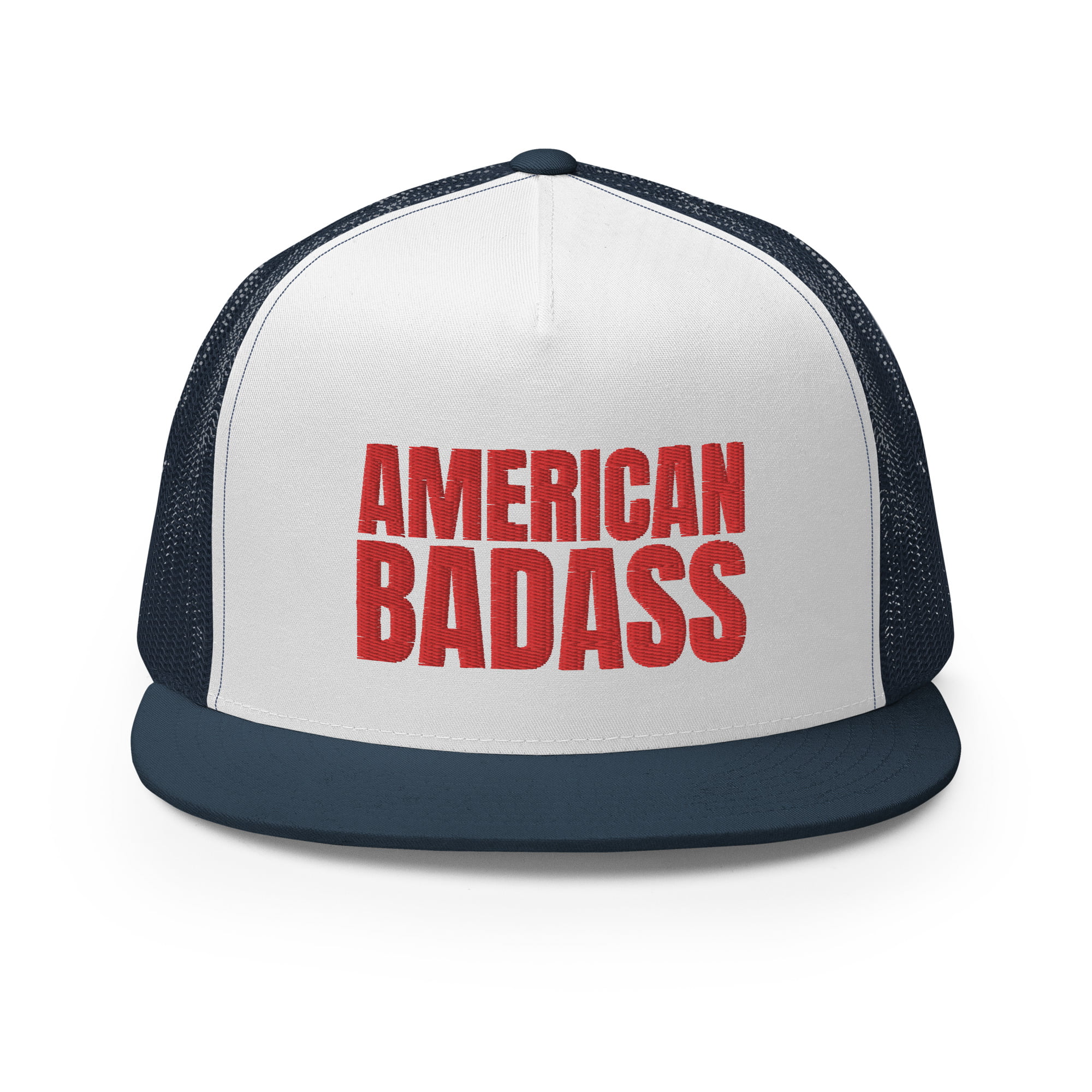 AMERICAN BADASS Flat Brim Embroidered Trucker Cap - Image 12