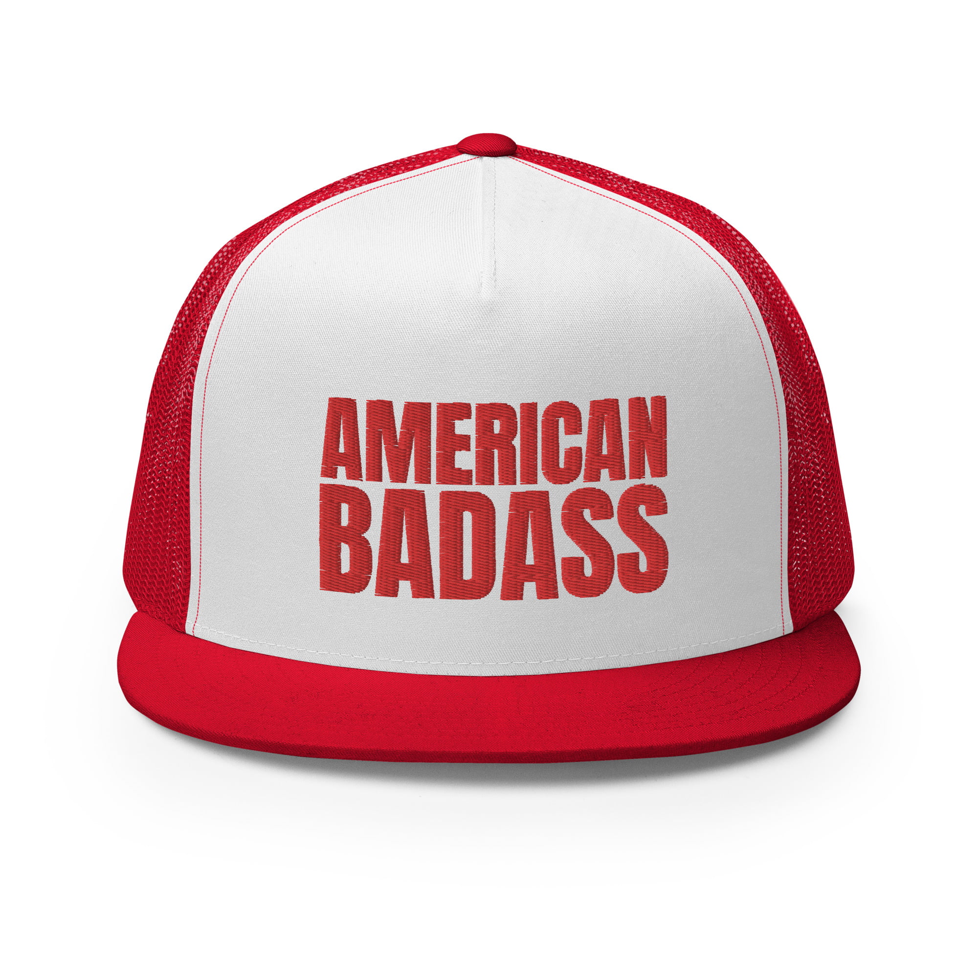 AMERICAN BADASS Flat Brim Embroidered Trucker Cap - Image 11