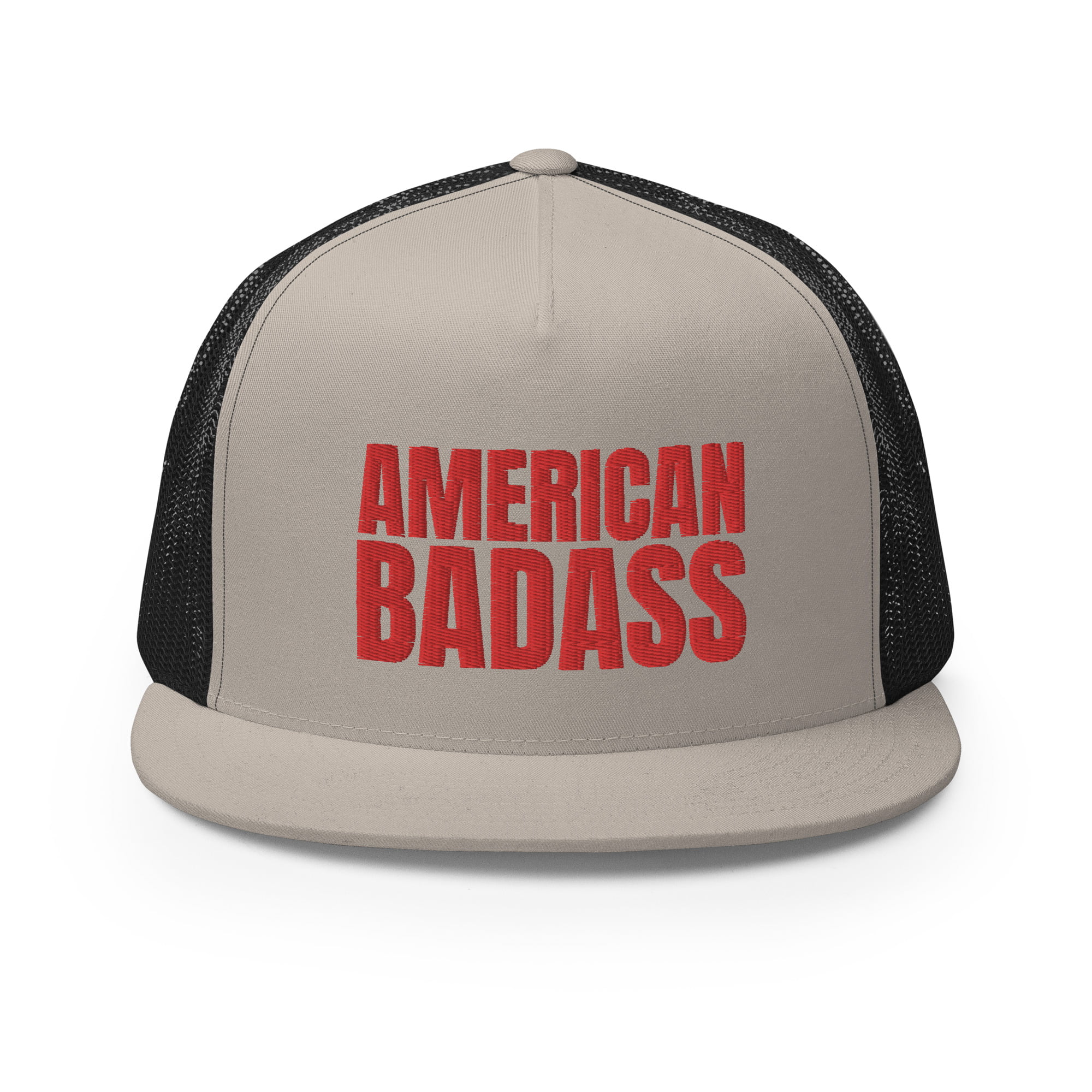 AMERICAN BADASS Flat Brim Embroidered Trucker Cap - Image 10