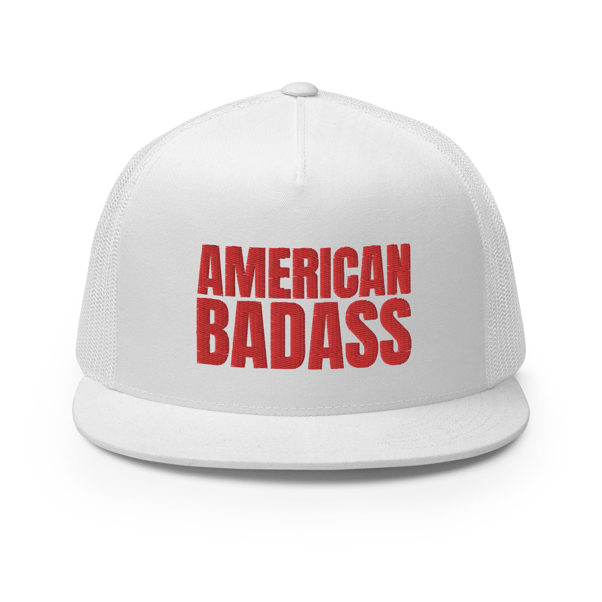 AMERICAN BADASS Flat Brim Embroidered Trucker Cap - Image 15