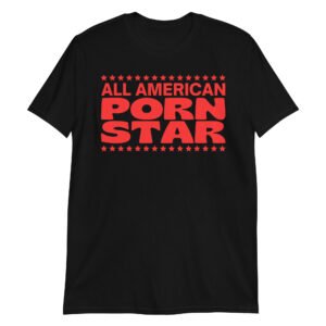 Alternative view of All American Porn Star (red letters + red stars) T-Shirt