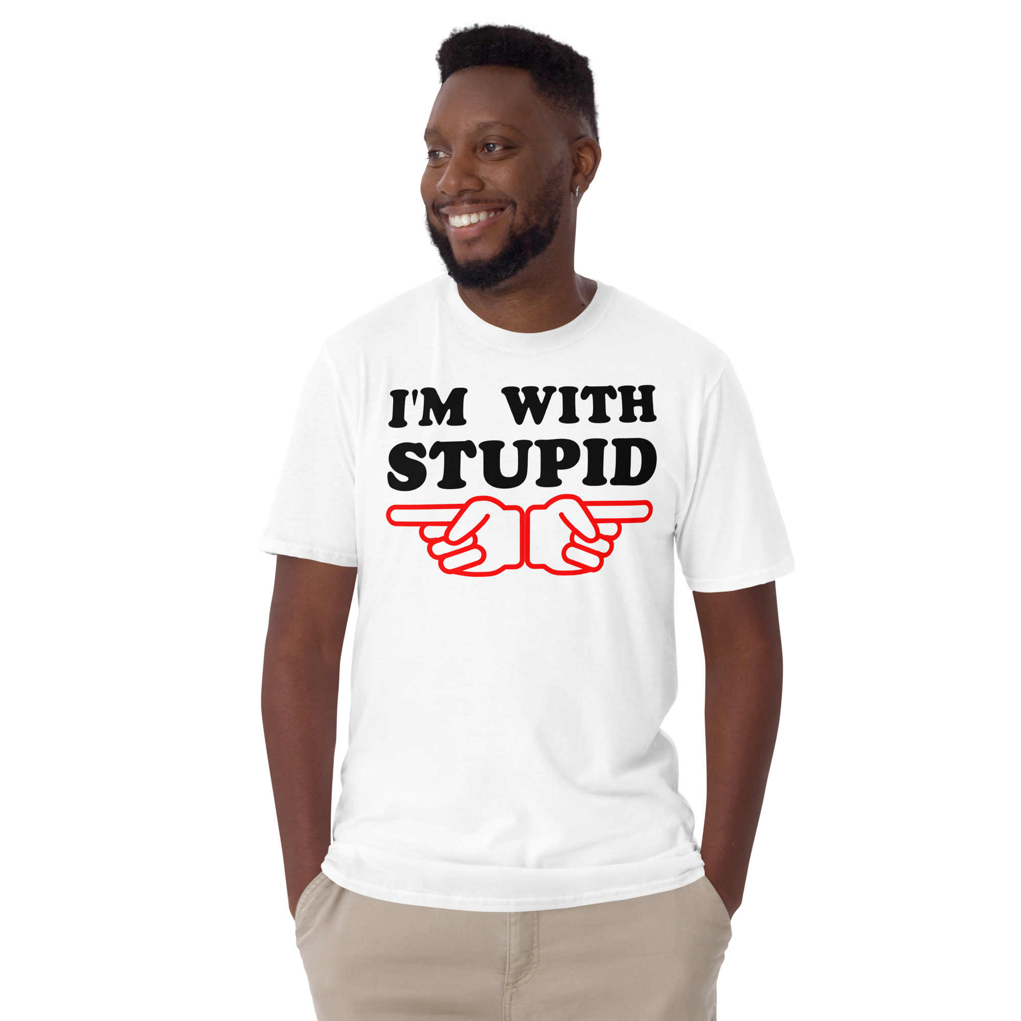 I'm With Stupid Unisex T-Shirt (Finger Pointing at Left and Right) - Image 2