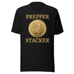 Prepper Stacker | Gold Britannia Coin | Gold Stack Unisex T-Shirt