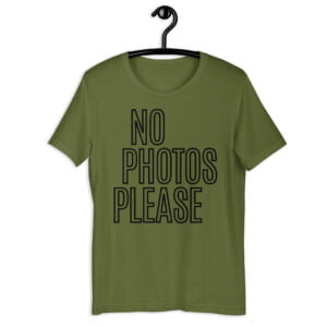 Alternative view of NO PHOTOS PLEASE slogan t-shirt
