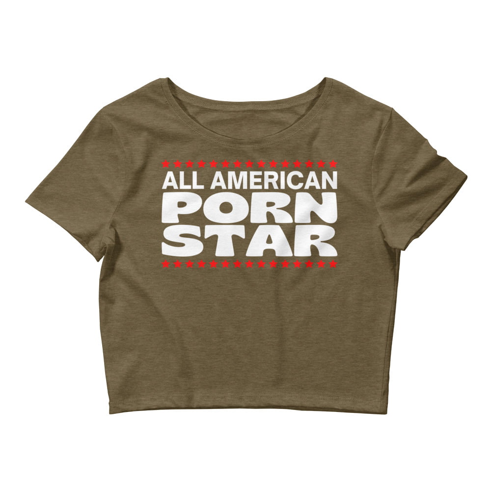 All American Porn Star (red & white version) Crop Top Shirt - Image 3