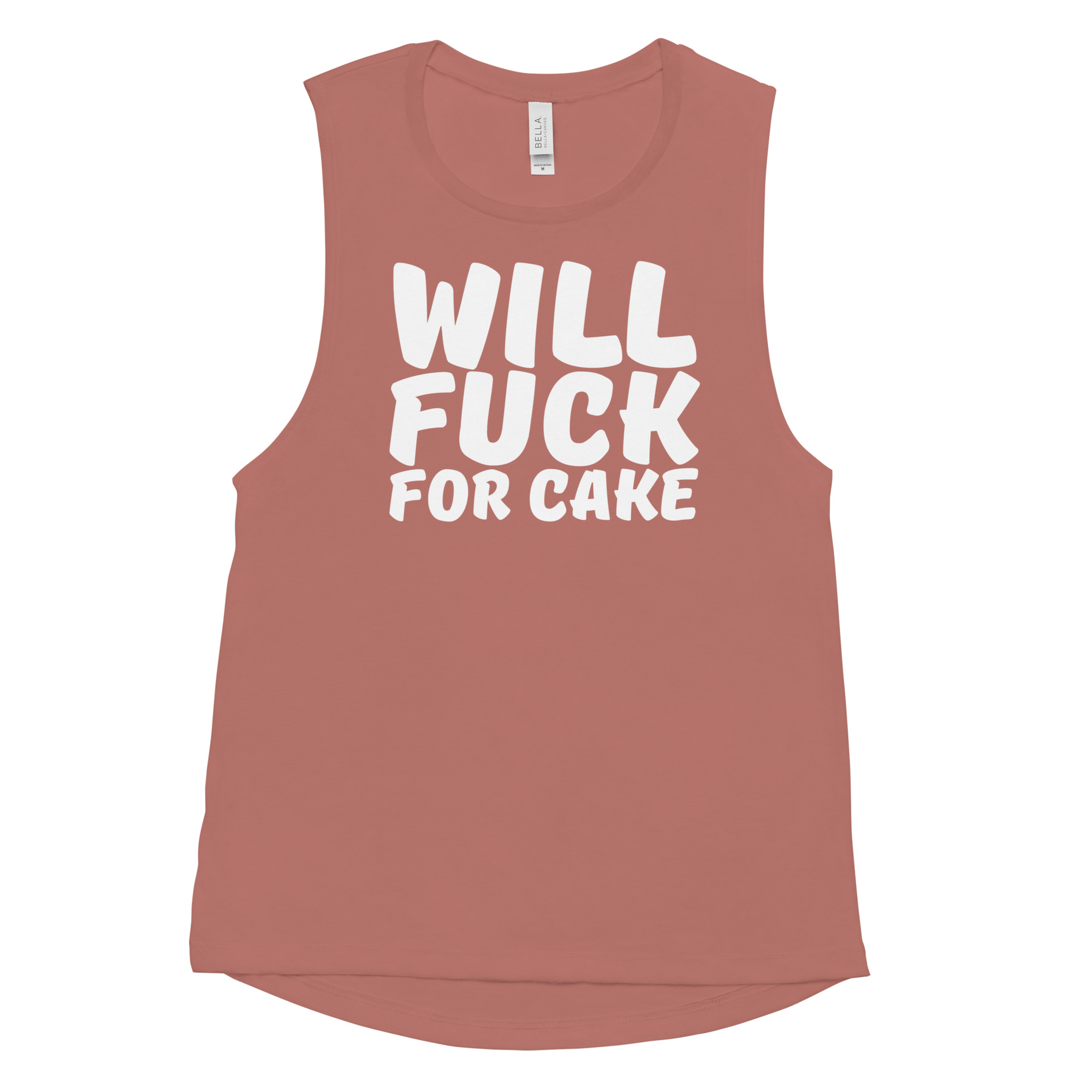 Will Fuck For Cake Ladies’ Muscle Tank - Image 4
