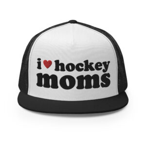 I Love Hockey Moms Flat Brim Trucker Cap