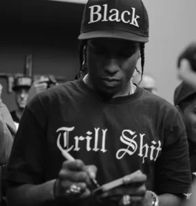 ASAP Rocky 'Black' hat 'Trill Shit' T-shirt