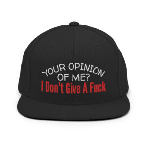 Your Opinion Of Me I Don't Give A Fuck Snapback Hat